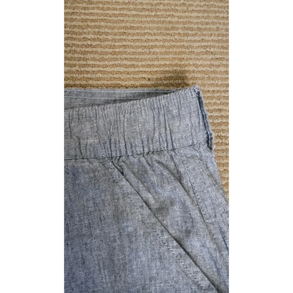 St. John's Bay Mens Linen Blend Elastic Waist Cargo Shorts Gray Sz 38